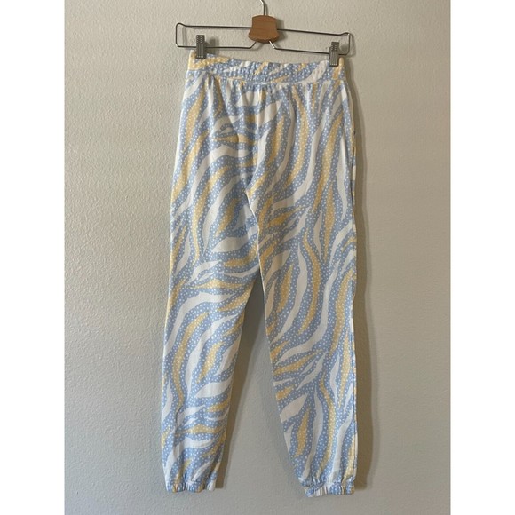 PJ Salvage Tiger Dots Pajama Pants Womens XS Ice Blue Yellow Drawstring Waist - Picture 5 of 13